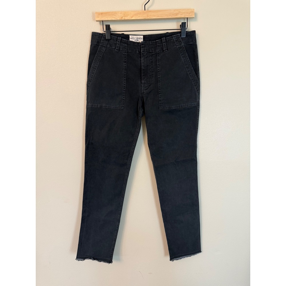 Nili Lotan Jenna Pants Washed Black High Rise Crop Raw Hem Size 2 - Picture 4 of 9